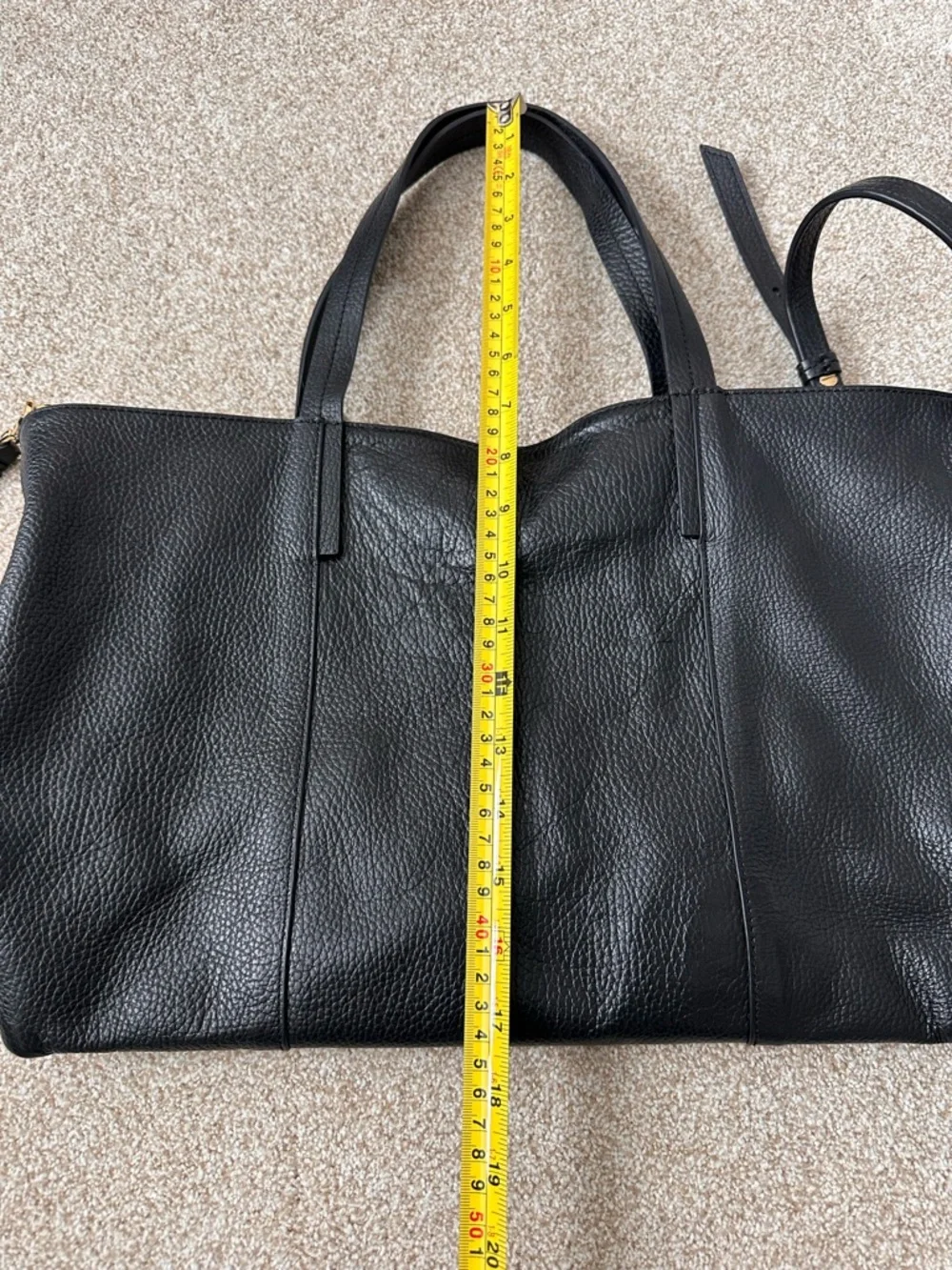 Banana Republic Black Pebbled Leather Tote Removable Strap - Picture 11 of 11